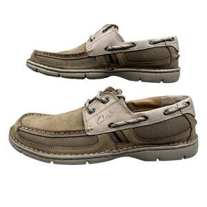 Clarks XTR Lite Men's NWOB Waterloo Beige Leather Loafer Boat Shoes Size 8
